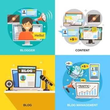 Blogger Square Design Concept 스톡 일러스트