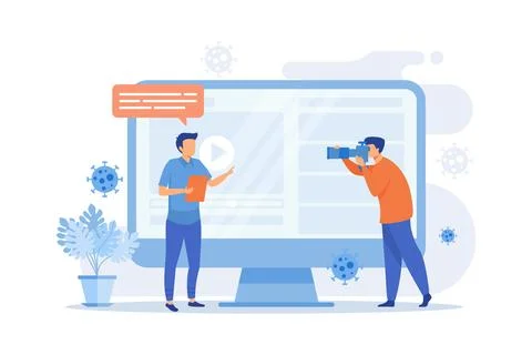 Blogger streaming in self-isolation concept illustration. Social distance d.. Stock Illustration