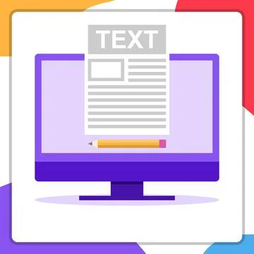 Blogging, blogging concept. Sheet with text on the background of a computer. Stock Illustration