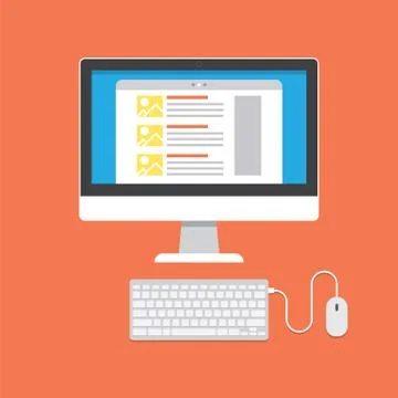 Blogging concept in flat design style Stock Illustration