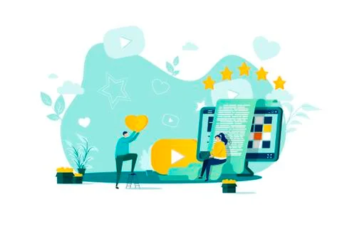 Blogging concept in flat style. Stock Illustration