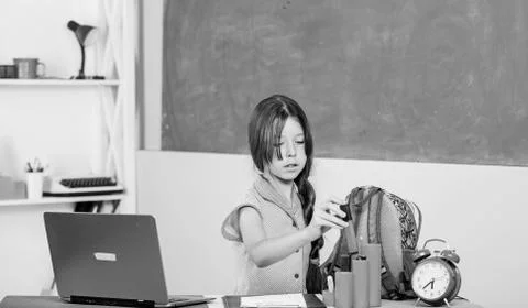 Blogging hobby. Study programming web design. Programming courses. Girl laptop Stock Photos