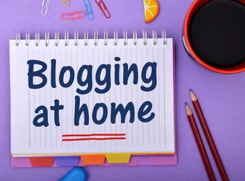 Blogging at home design with notepad Stock Photos