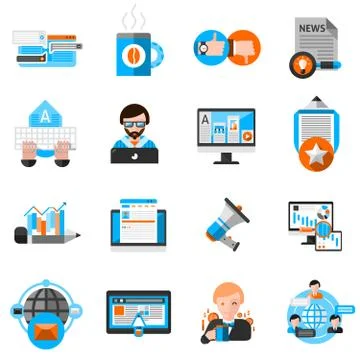 Blogging Icons Set 库存插图