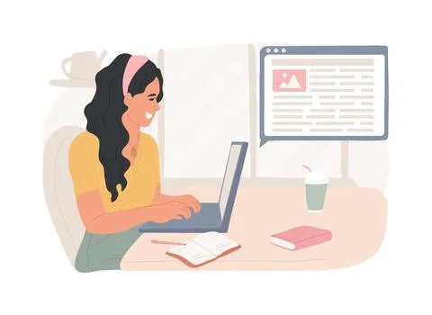 Blogging isolated cartoon vector illustrations. Ilustración de archivo