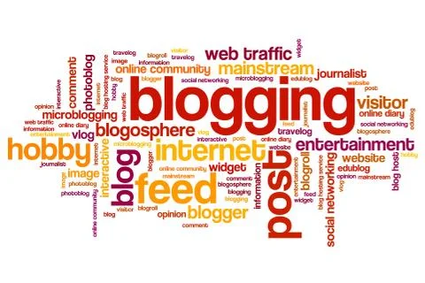 Blogging issues and concepts word cloud illustration. Word collage concept. Stock Illustration