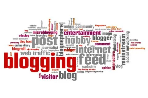 Blogging issues and concepts word cloud illustration. Word collage concept. Stock Illustration