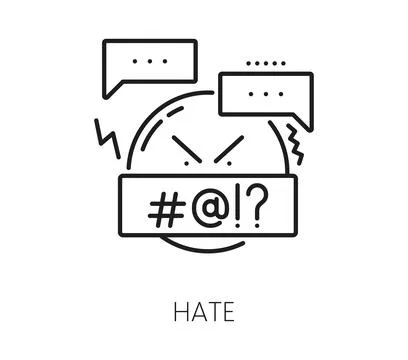 Blogging line icon, angry face, media content Stock Illustration