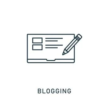 Blogging outline icon. Thin style design from smm icons collection. Pixel Stock-Illustration