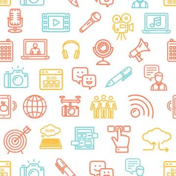 Blogging Pattern Background on a White. Vector Illustrazione stock