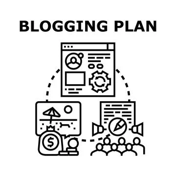 Blogging plan creating content and earning money Stock Illustration