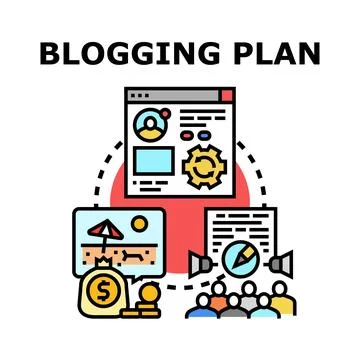 Blogging plan creating content and earning money Stock Illustration