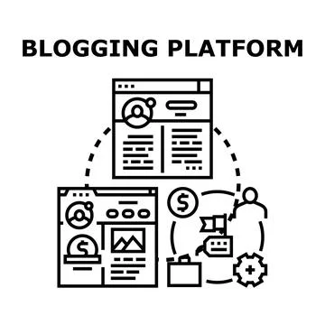 Blogging platform creating online content and earning money Stock Illustration