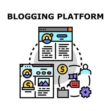 Blogging platform creating online content and earning money Stock Illustration