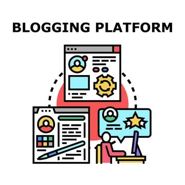 Blogging platform managing content creation and online publishing Stock Illustration