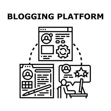 Blogging platform managing content creation and online publishing Stock Illustration