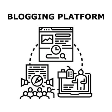 Blogging platform sharing digital content marketing strategy Stock Illustration
