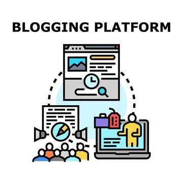 Blogging platform sharing digital content marketing strategy Stock Illustration