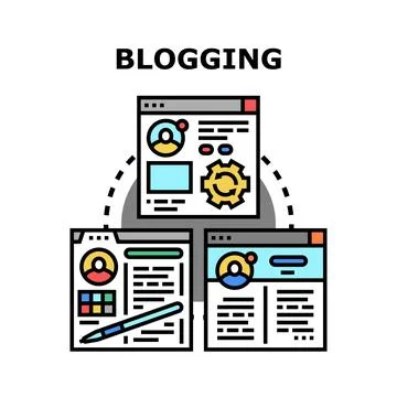 Blogging process for creating online content posts Stock Illustration