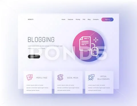 Blogging, Profile page, Social media, Virtual relationships Landing page Stock Illustrationen