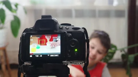 Blogging, technology  concept -  boy or blogger recording video at home 库存影片 151038001