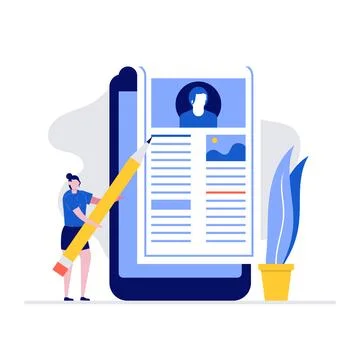 Blogging vector illustration concept with characters. Modern flat style for.. Stock Illustration