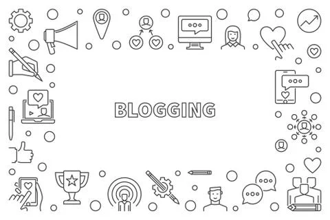 Blogging vector illustration or frame in outline style Stock Illustration