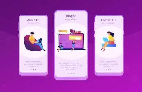 Bloging app interface template. Stock Illustration