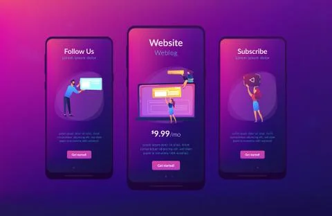 Bloging app interface template. 스톡 일러스트