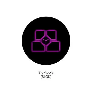 Bloktopia decentralized metaverse cryptocurrency platform vector logo coin icon Stock Illustration