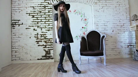 Blond in Black Stock Footage 58129977
