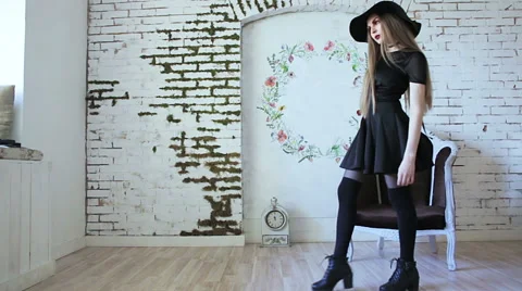 Blond in Black Stock Footage 58130328