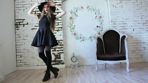 Blond in Black Stock Footage 58130454