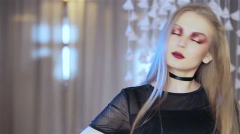 Blond in Black Stock Footage 65452803