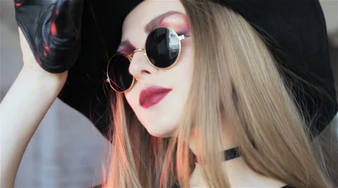 Blond in Black  Stock Footage 65452880