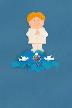 Blond boy first communion reminder Stock Illustration