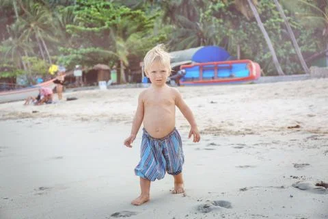 Blond cute boy Stock Photos