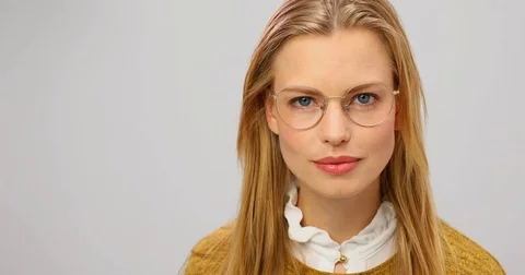 Blond in glasses Stock Footage 80501166