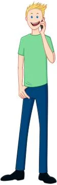 Blond Guy Talks On The Phone Stock Illustration