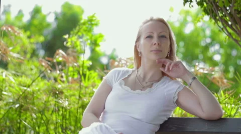 Blond lady and summer wind. Stock Footage 49818447