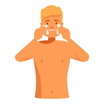 Blond man applying moisturizing cream on face Stock Illustration