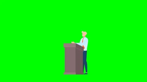 Blond man speaker giving speech at tribune podium. Public speaking presentation Stock Footage 340901719