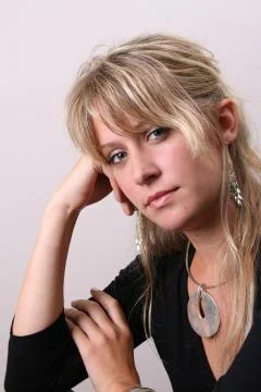 Blond Model in Black Stock Photos