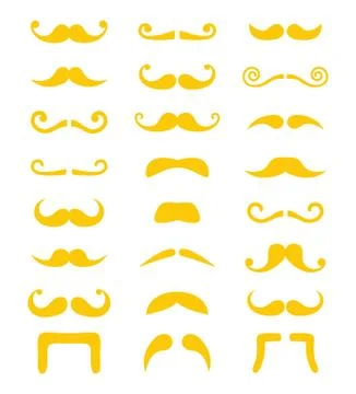 Blond moustache or mustache vector icons set Stock Illustration