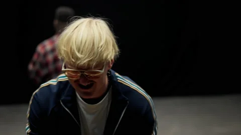Blond Pianist Performing With A Singer Video stock 236512836