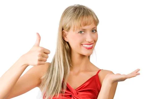 The blond presenter Foto stock