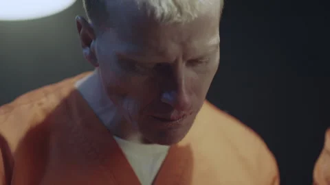 Blond prisoner at the canteen Stock Footage 283076128