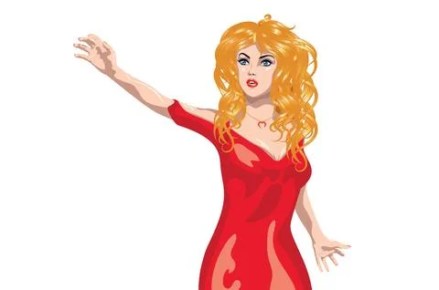Blond in red dress Иллюстрация
