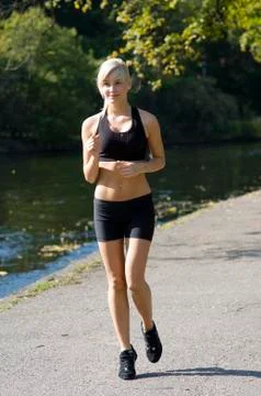 Blond running Stock Photos