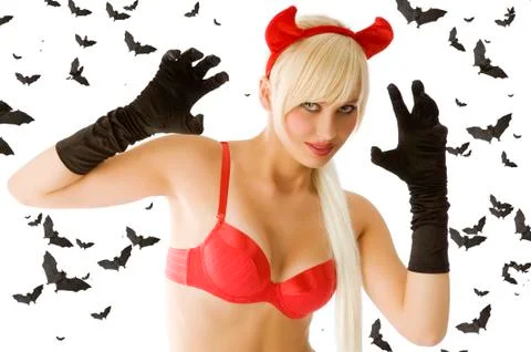 Blond sexy devil Stock Photos